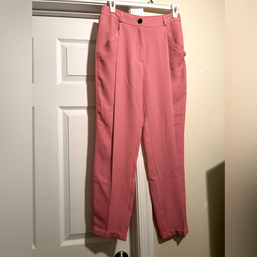 Pink chiffon cuffed pants